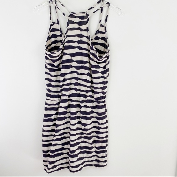 Aqua Navy Blue and White Striped Racerback Dress - Picture 6 of 9